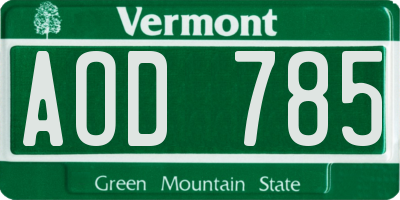 VT license plate AOD785