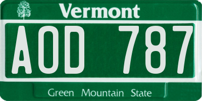 VT license plate AOD787