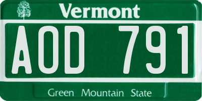 VT license plate AOD791