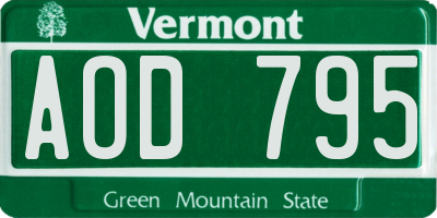 VT license plate AOD795