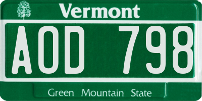 VT license plate AOD798