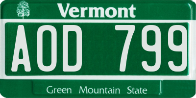 VT license plate AOD799