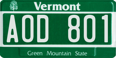 VT license plate AOD801
