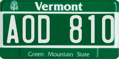 VT license plate AOD810