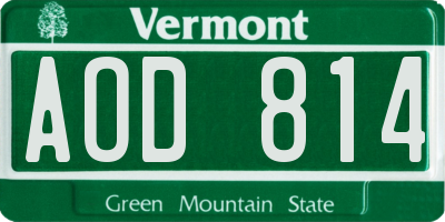 VT license plate AOD814