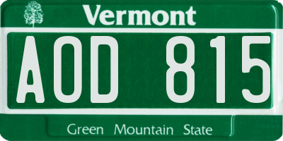 VT license plate AOD815