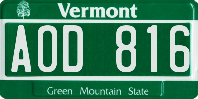 VT license plate AOD816