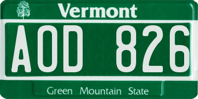 VT license plate AOD826