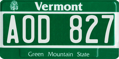 VT license plate AOD827