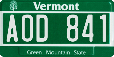 VT license plate AOD841