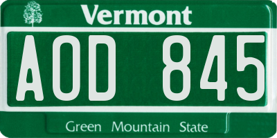 VT license plate AOD845