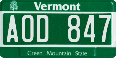 VT license plate AOD847