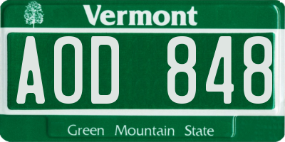 VT license plate AOD848