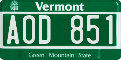 VT license plate AOD851