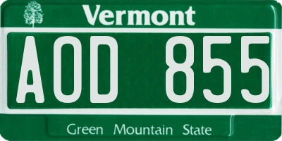 VT license plate AOD855