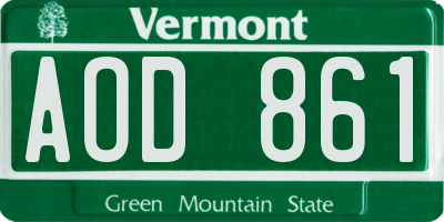 VT license plate AOD861