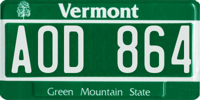 VT license plate AOD864