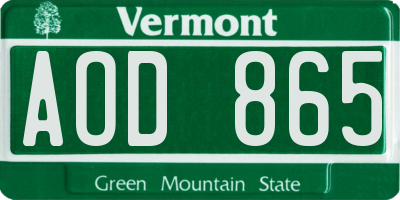 VT license plate AOD865