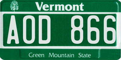 VT license plate AOD866