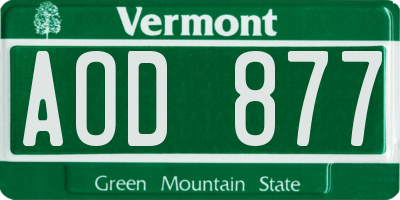 VT license plate AOD877