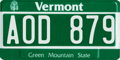 VT license plate AOD879