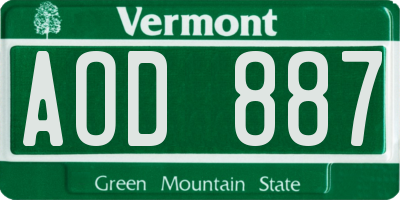VT license plate AOD887
