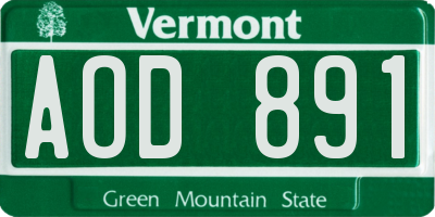 VT license plate AOD891