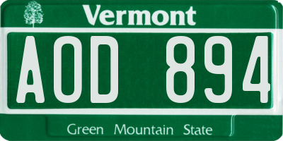VT license plate AOD894