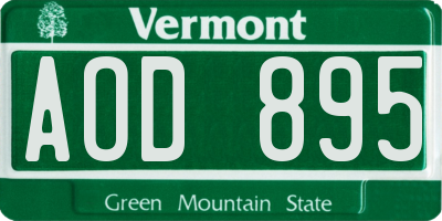 VT license plate AOD895