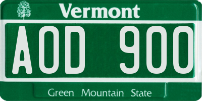 VT license plate AOD900