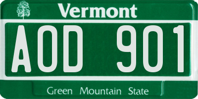 VT license plate AOD901