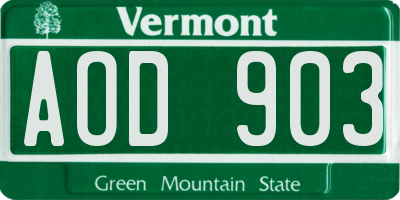 VT license plate AOD903