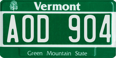 VT license plate AOD904