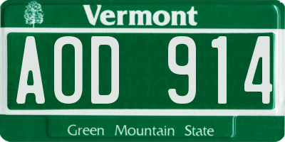 VT license plate AOD914