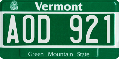 VT license plate AOD921