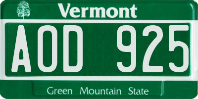 VT license plate AOD925
