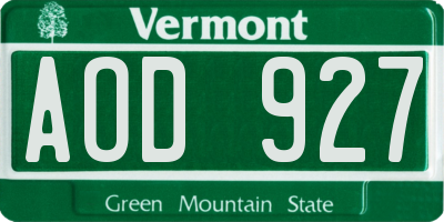 VT license plate AOD927