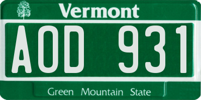 VT license plate AOD931