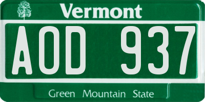VT license plate AOD937