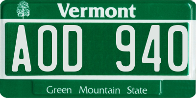 VT license plate AOD940