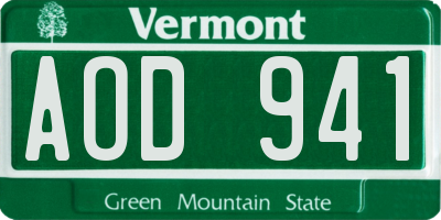 VT license plate AOD941