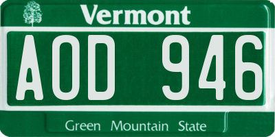 VT license plate AOD946