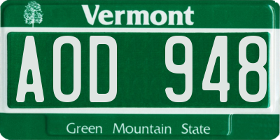 VT license plate AOD948