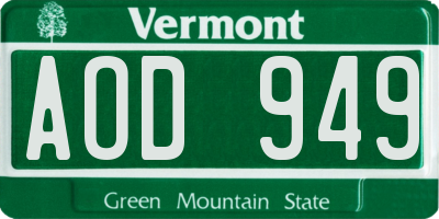 VT license plate AOD949