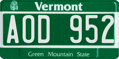 VT license plate AOD952