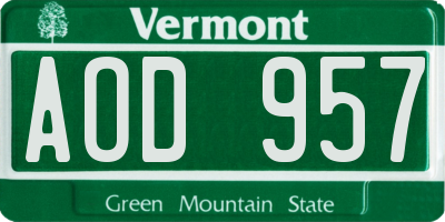VT license plate AOD957