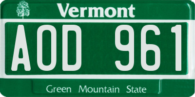 VT license plate AOD961