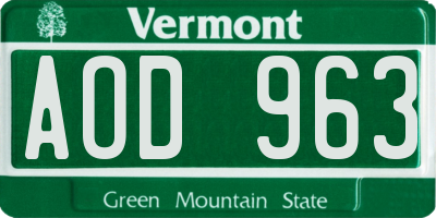 VT license plate AOD963