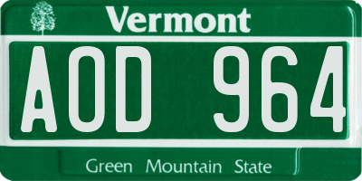 VT license plate AOD964