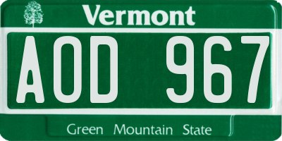 VT license plate AOD967